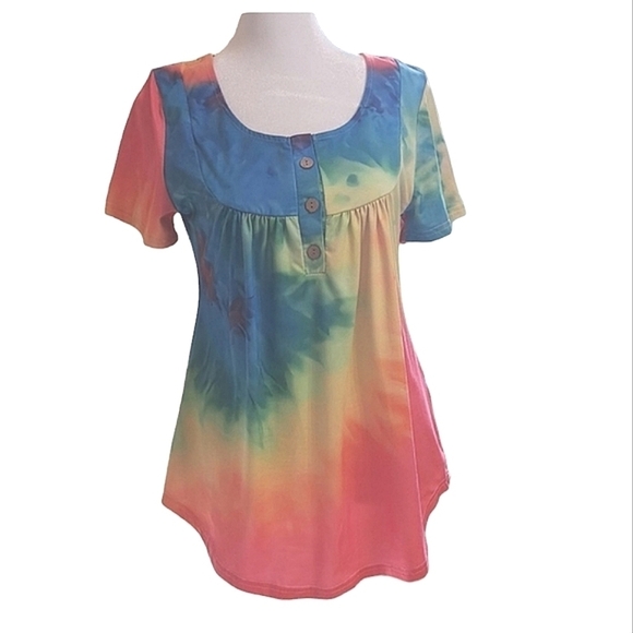 Tie Dye Short Sleeve Top Size Small - Picture 1 of 5